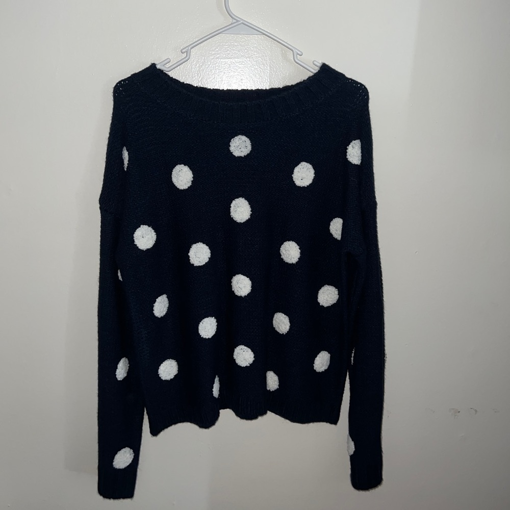 Elodie Navy Blue and white Polka Dot sweater